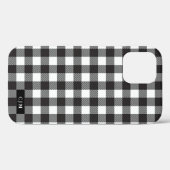 Schwarz-weißes Buffalo Kariertes Muster Monogram r Case-Mate iPhone Hülle (Rückseite (Horizontal))