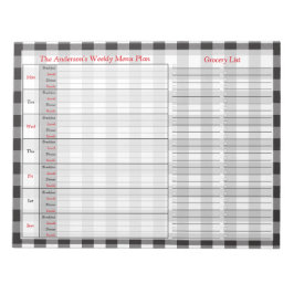 Schwarz-weißes Buffalo Kariertes Personalisiertes  Notizblock