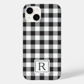 Schwarz-weißes Buffalo Karo Custom Monogram Case-Mate iPhone Hülle (Rückseite)