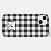 Schwarz-weißes Buffalo Karo Custom Monogram Case-Mate iPhone Hülle (Rückseite (Horizontal))