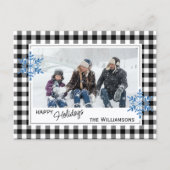 Schwarz-weißes Buffalo Lumberjack Kariert & Schnee Postkarte (Vorderseite)