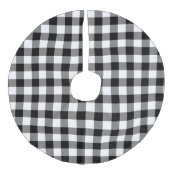 Schwarz-weißes Büffel-Karo-Muster Leinenimitat Weihnachtsbaumdecke (Vorderseite)
