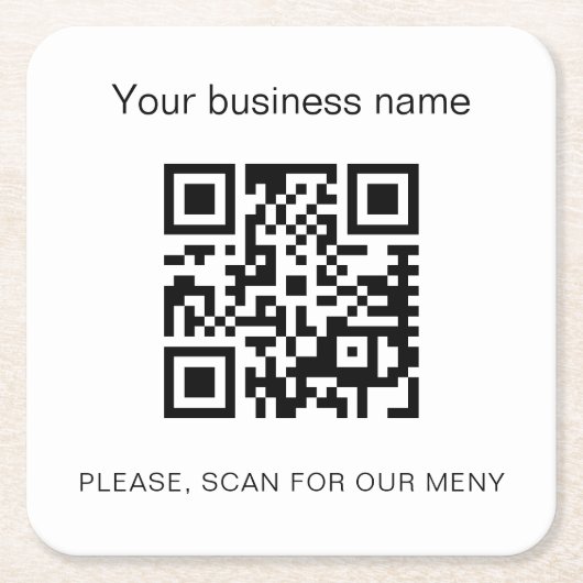 Schwarz-weißes Business Bar Restaurant Menü QL Rechteckiger Pappuntersetzer (Vorderseite)