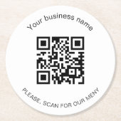 Schwarz-weißes Business Bar Restaurant Menü QL Runder Pappuntersetzer (Vorderseite)