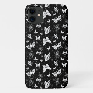 Schwarz-weißes Butterfly-Illustrations-Muster Case-Mate iPhone Hülle