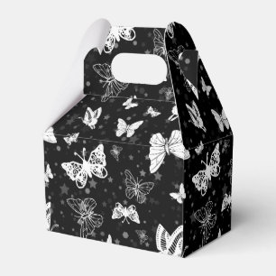 Schwarz-weißes Butterfly-Illustrations-Muster Geschenkschachtel
