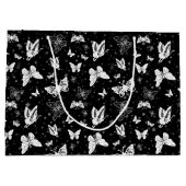 Schwarz-weißes Butterfly-Illustrations-Muster Große Geschenktüte (Rückseite)