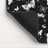Schwarz-weißes Butterfly-Illustrations-Muster Mousepad (Ecke)