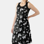 Schwarz-weißes Butterfly-Illustrations-Muster Schürze (InSitu)