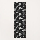 Schwarz-weißes Butterfly-Illustrations-Muster Yogamatte (Vorderseite)