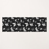 Schwarz-weißes Butterfly-Illustrations-Muster Yogamatte (Vorderseite (Horizontal))