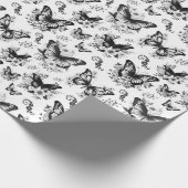 Schwarz-weißes Butterfly-Mustergeschenk Geschenkpapier (Ecke)