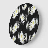 Schwarz-weißes Cacti-Blume-Muster, große Wall-Uhr Wanduhr (Winkel)