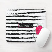 Schwarz-weißes Cactus muster monogram Mousepad (Mit Mouse)