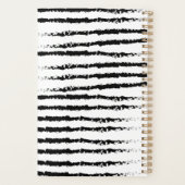 Schwarz-weißes Cactus muster monogram Planer (Rückseite)