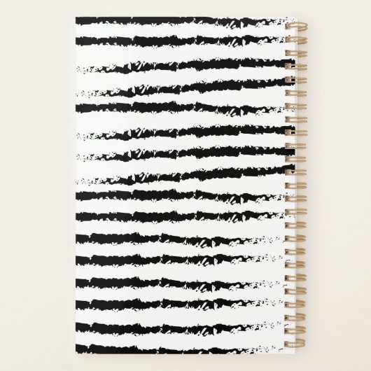 Schwarz-weißes Cactus muster monogram Planer (Rückseite)