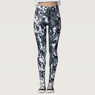 Schwarz-weißes Camouflage Muster Frauen Leggings
