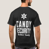 Schwarz-weißes Candy Security Personalisiert Hallo T-Shirt (Rückseite)