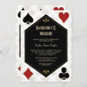 Schwarz-weißes Casino Bacheloretto Einladung (Vorne/Hinten)