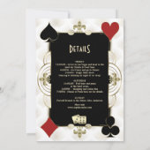 Schwarz-weißes Casino Bacheloretto Einladung (Rückseite)