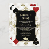 Schwarz-weißes Casino Bacheloretto Einladung (Vorne/Hinten)