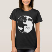 Schwarz-weißes Cat Yin und Yang T - Shirt für Frau (Vorderseite)