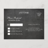 Schwarz-weißes Chalkboard Blumenmuster Polterabend Einladungspostkarte (Rückseite)