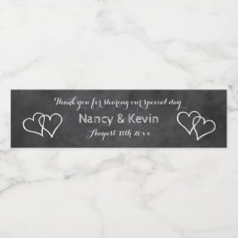 Schwarz-weißes Chalkboard Hochzeitsfeier Gefallen Wasserflaschenetikett