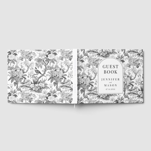 Schwarz-weißes Chinoiserie Hochzeitsgeschenk Gäste Gästebuch (Voll)