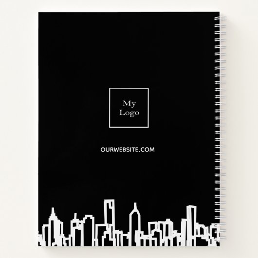 Schwarz-weißes City-Skyline-Logo Notizblock (Rückseite)