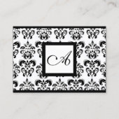 SCHWARZ-WEISSES CLASSIC DAMASK SQUARE MONOGRAMM VISITENKARTE