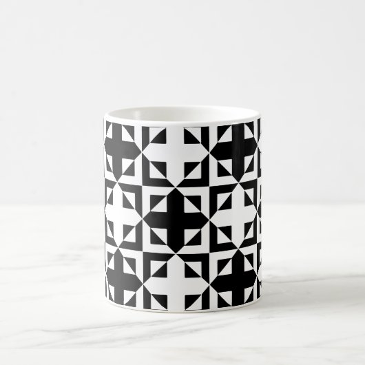 Schwarz-weißes Cross-Monochrome-optisches Muster Kaffeetasse (Mittel)