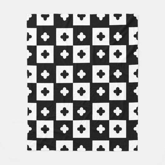 Schwarz-weißes Cross-Plus-Square-Prüfplatinenmuste Fleecedecke (Vorderseite)