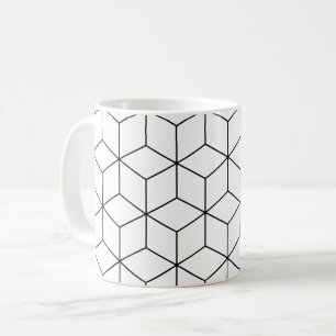 Schwarz-weißes Cube Retro optisches Illusionsmuste Kaffeetasse