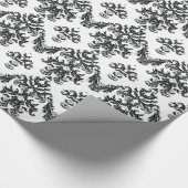 Schwarz-weißes Damask Geschenkpapier schwarz (Ecke)