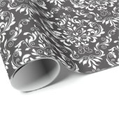 Schwarz-weißes Damask-Muster Geschenkpapier (Rolleneckpunkt)