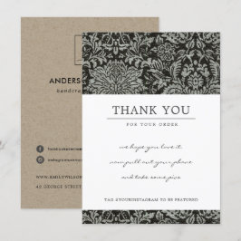 SCHWARZ-WEISSES DAMASK PATTERN CORPORATE Business  Dankeskarte
