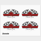 SCHWARZ-WEISSES DAMASK RED WAX SIEGEL MONOGRAMM OVALER AUFKLEBER (Blatt)