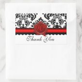 SCHWARZ-WEISSES DAMASK RED WAX SIEGEL MONOGRAMM RECHTECKIGER AUFKLEBER (Tasche)