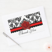 SCHWARZ-WEISSES DAMASK RED WAX SIEGEL MONOGRAMM RECHTECKIGER AUFKLEBER (Umschlag)