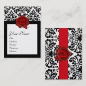 SCHWARZ-WEISSES DAMASK RED WAX SIEGEL MONOGRAMM VISITENKARTE (Vorne/Hinten)
