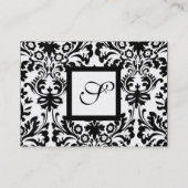SCHWARZ-WEISSES DAMASK SQUARE MONOGRAM, Champagner Visitenkarte (Rückseite)