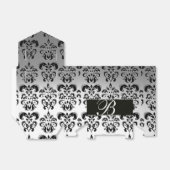 SCHWARZ-WEISSES DAMASK WEDD MONOGRAM Elegante Geschenkschachtel (Ungefaltet)