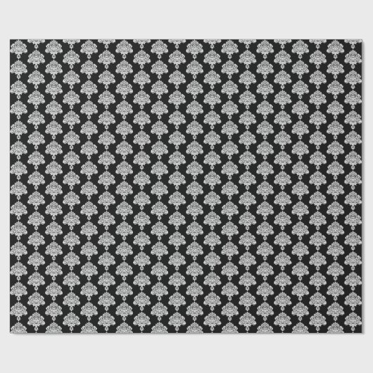 Schwarz | Weißes Damaskop-Papier Geschenkpapier (Flach)