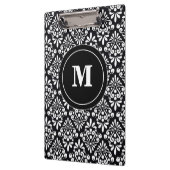 Schwarz-weißes Damast-Monogramm-Klemmbrett Klemmbrett (Links)