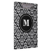 Schwarz-weißes Damast-Monogramm-Klemmbrett Klemmbrett (Rechts)