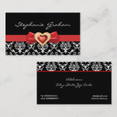 Schwarz-weißes Damastmuster mit rotem Bug und Juwe Visitenkarte (Vorne/Hinten)