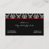 Schwarz-weißes Damastmuster mit rotem Bug und Juwe Visitenkarte (Rückseite)