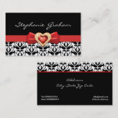 Schwarz-weißes Damastmuster mit rotem Bug und Juwe Visitenkarte (Vorne/Hinten)