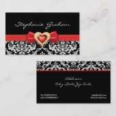Schwarz-weißes Damastmuster mit rotem Bug und Juwe Visitenkarte (Vorne/Hinten)